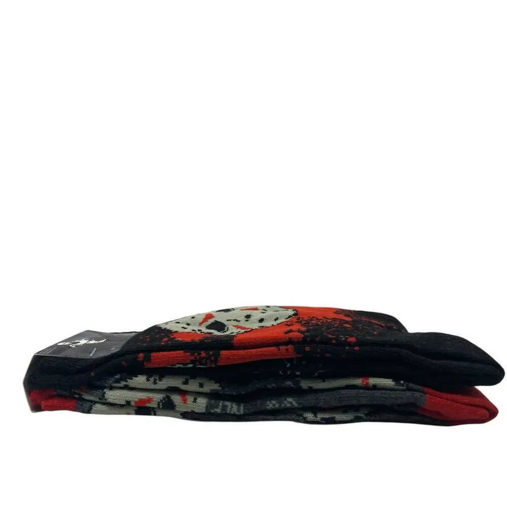 Friday the 13th Socks Men’s 4-10‎ Gray White Jason Voorhees Polyester Halloween